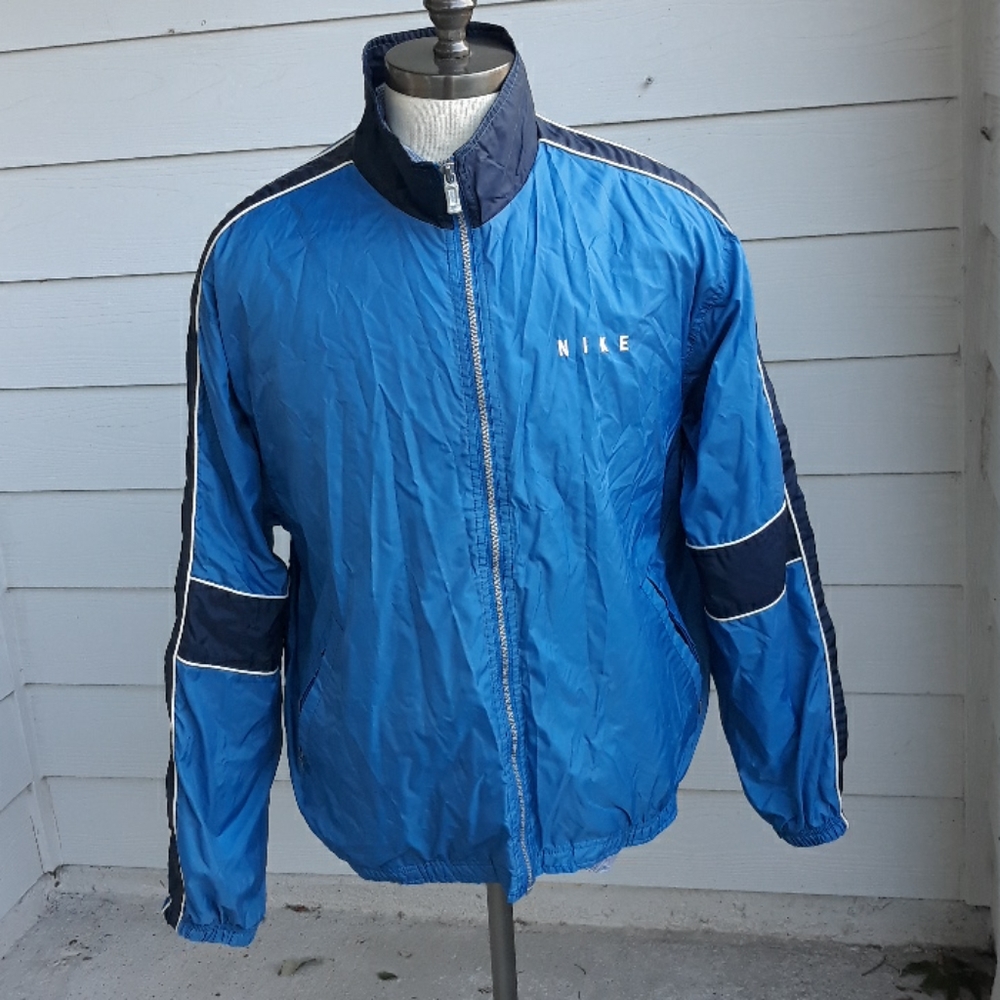 NIKE Blue Sz Large Mens Full Zip Windbreaker Jacket VINTAGE - Picture 1 of 8